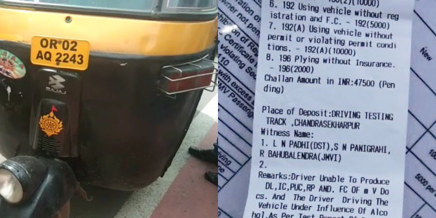 Rs 47,500 Fine Leaves Auto Driver Stunned in Bhubaneswar